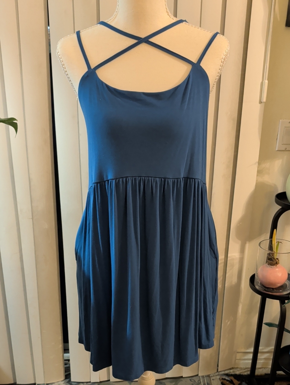 Old Navy Blue Crisscross Strap Mini Dress, xl
